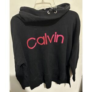 Calvin Klein Womens Soft‎ Cotton Blend LS Cowl Neck Black Sweatshirt Large
